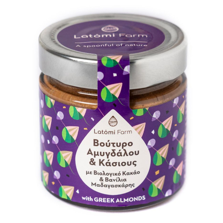 Βούτυρο αμυγδάλου και κάσιους  βιολογικό κακάο & βανίλια Μαδαγασκάρης, 210gr.