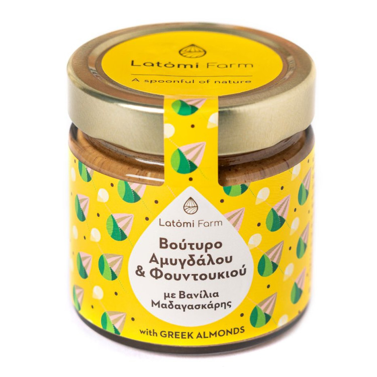 Βούτυρο αμυγδάλου και Φουντουκιού Με βανίλια Μαδαγασκάρης, 210gr.